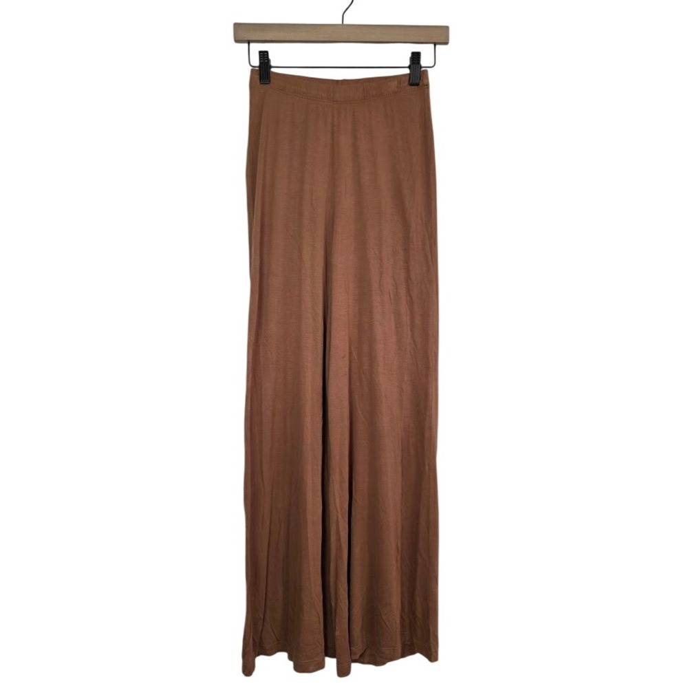 Gudrun Sjoden Womens XS Wide Leg Pants Brown 100% Modal Elastic Waist Lagenlook